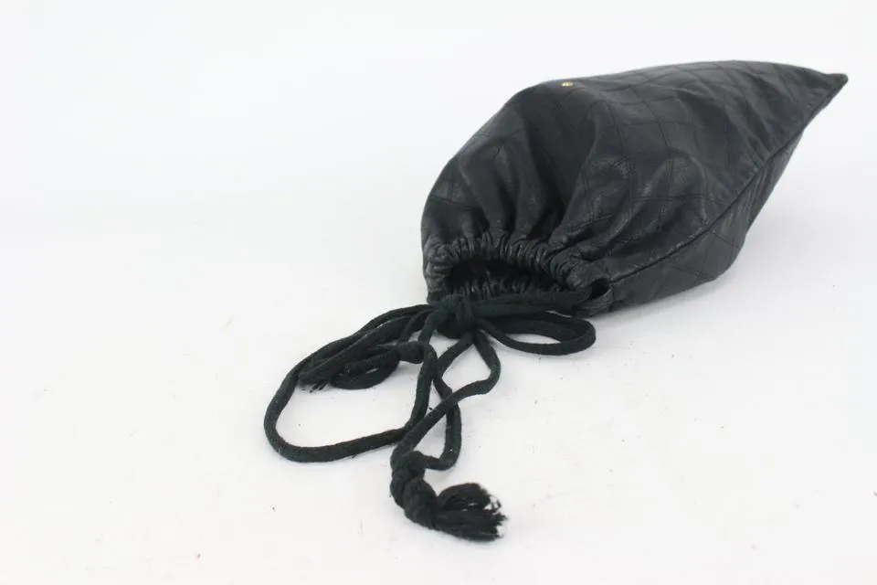 Chanel Ultra Rare Large Quilted Lambskin CC Logo Drawstring Pouch Case 164c73