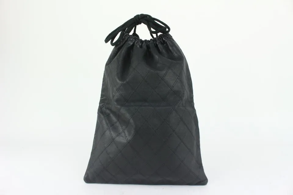 Chanel Ultra Rare Large Quilted Lambskin CC Logo Drawstring Pouch Case 164c73