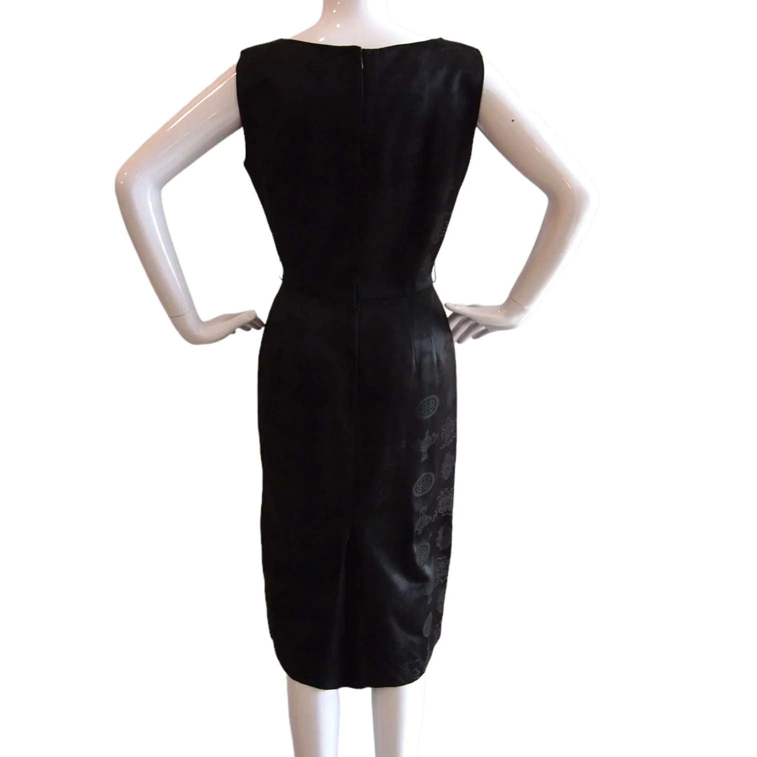 Chinois Black Early 60s Boatneck Cocktail Dress
