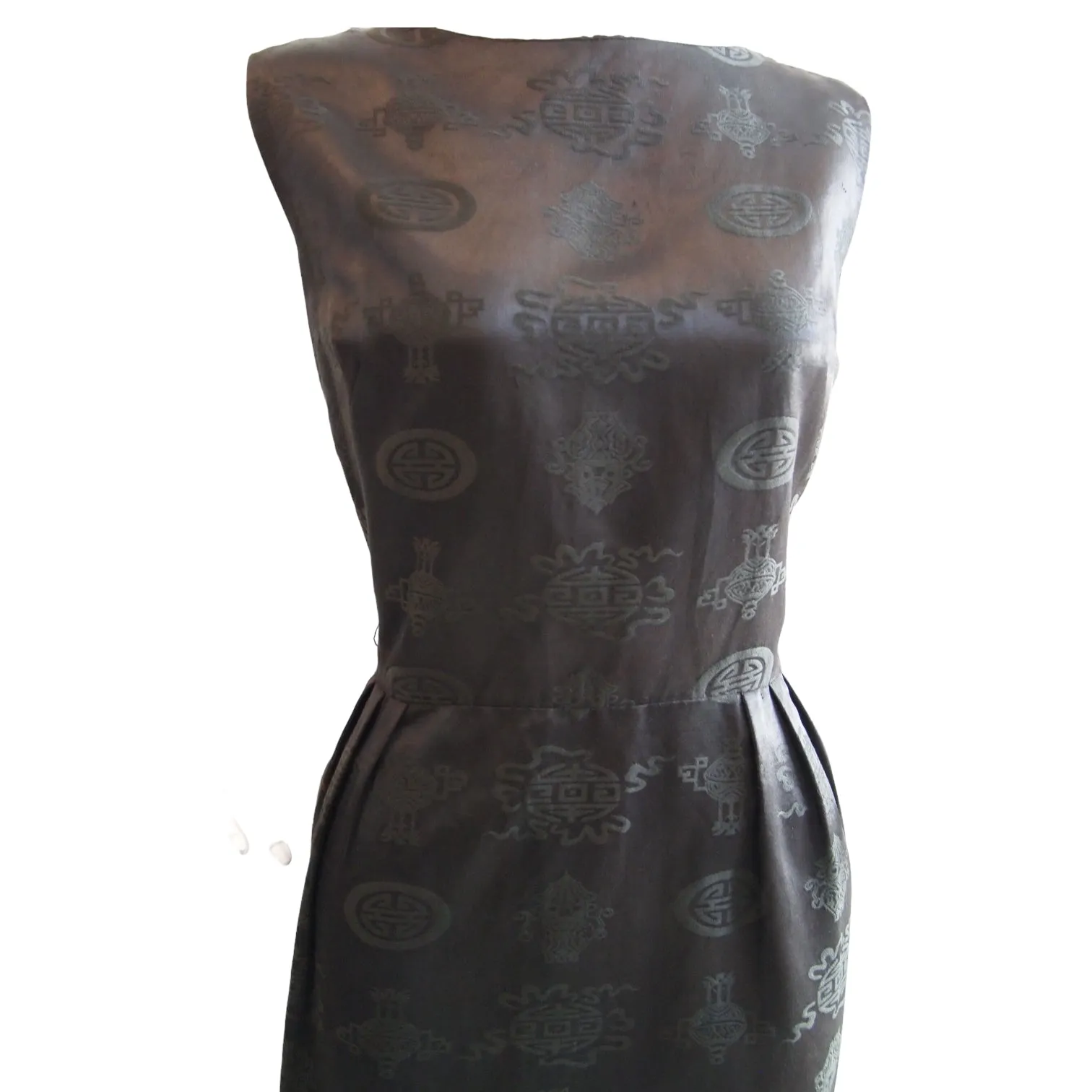 Chinois Black Early 60s Boatneck Cocktail Dress