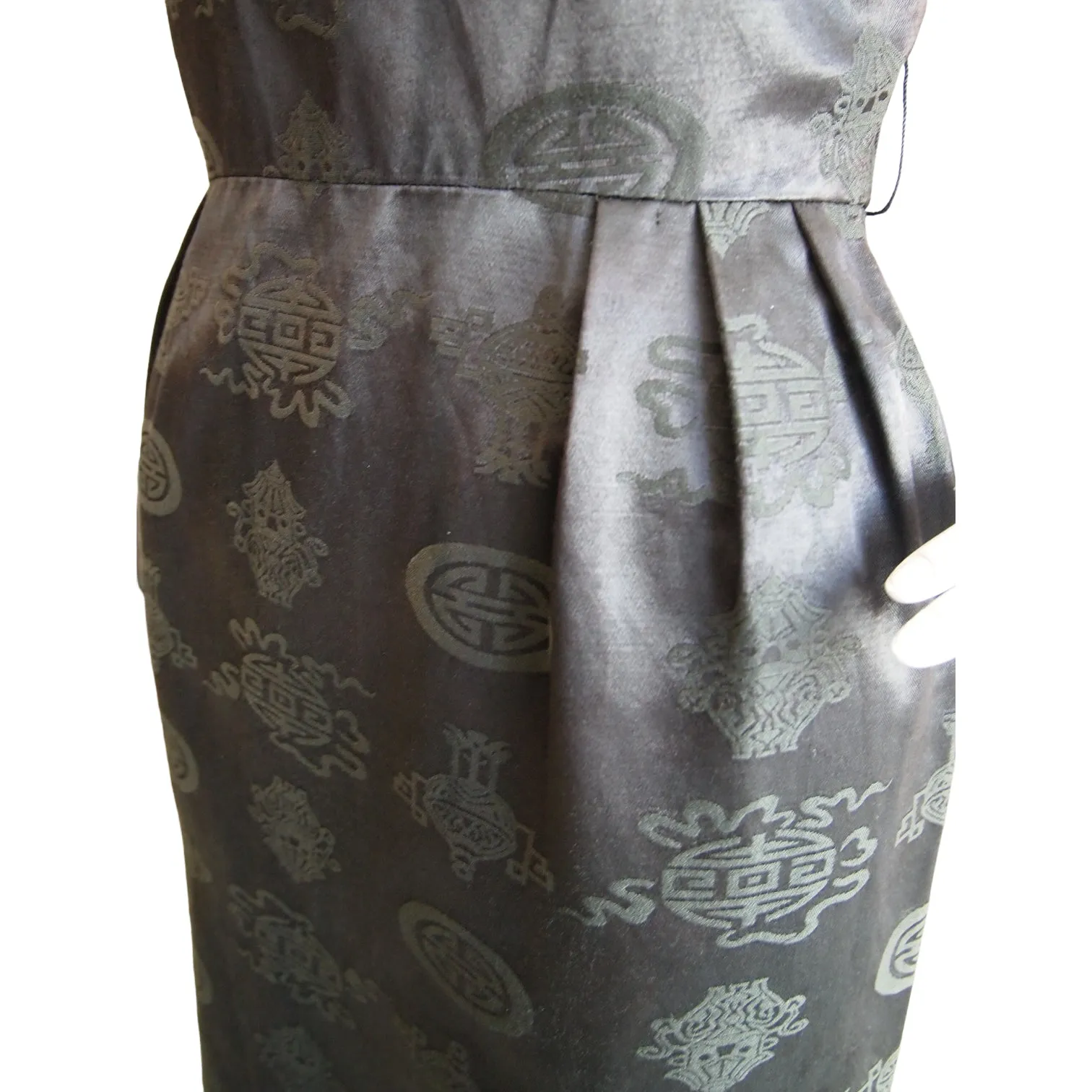Chinois Black Early 60s Boatneck Cocktail Dress