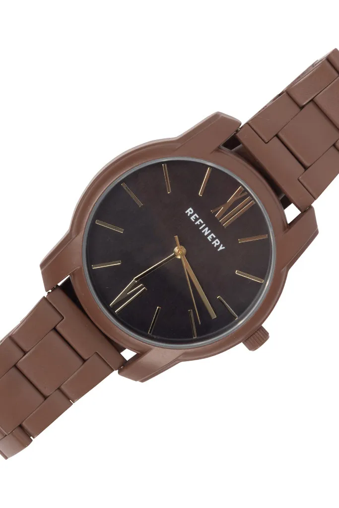 Chunky Metal Watch _ 154089 _ Brown