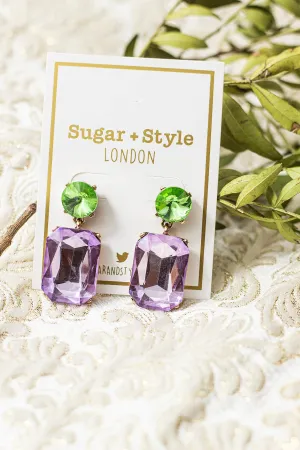 Circle Oblong Jewel Dangle Earrings