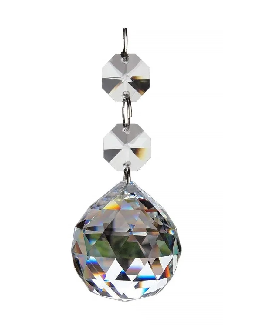 Clear Faceted Chandelier Ball Ornament, Gorgeous Lead Crystal