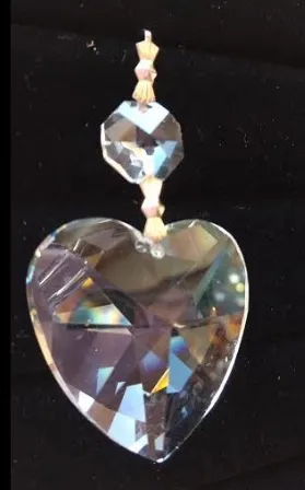 Clear Heart Shaped Chandelier Crystals, Asfour Lead Crystal Heart Ornaments #870 - Pack of 5