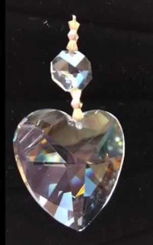 Clear Heart Shaped Chandelier Crystals, Asfour Lead Crystal Heart Ornaments #870 - Pack of 5