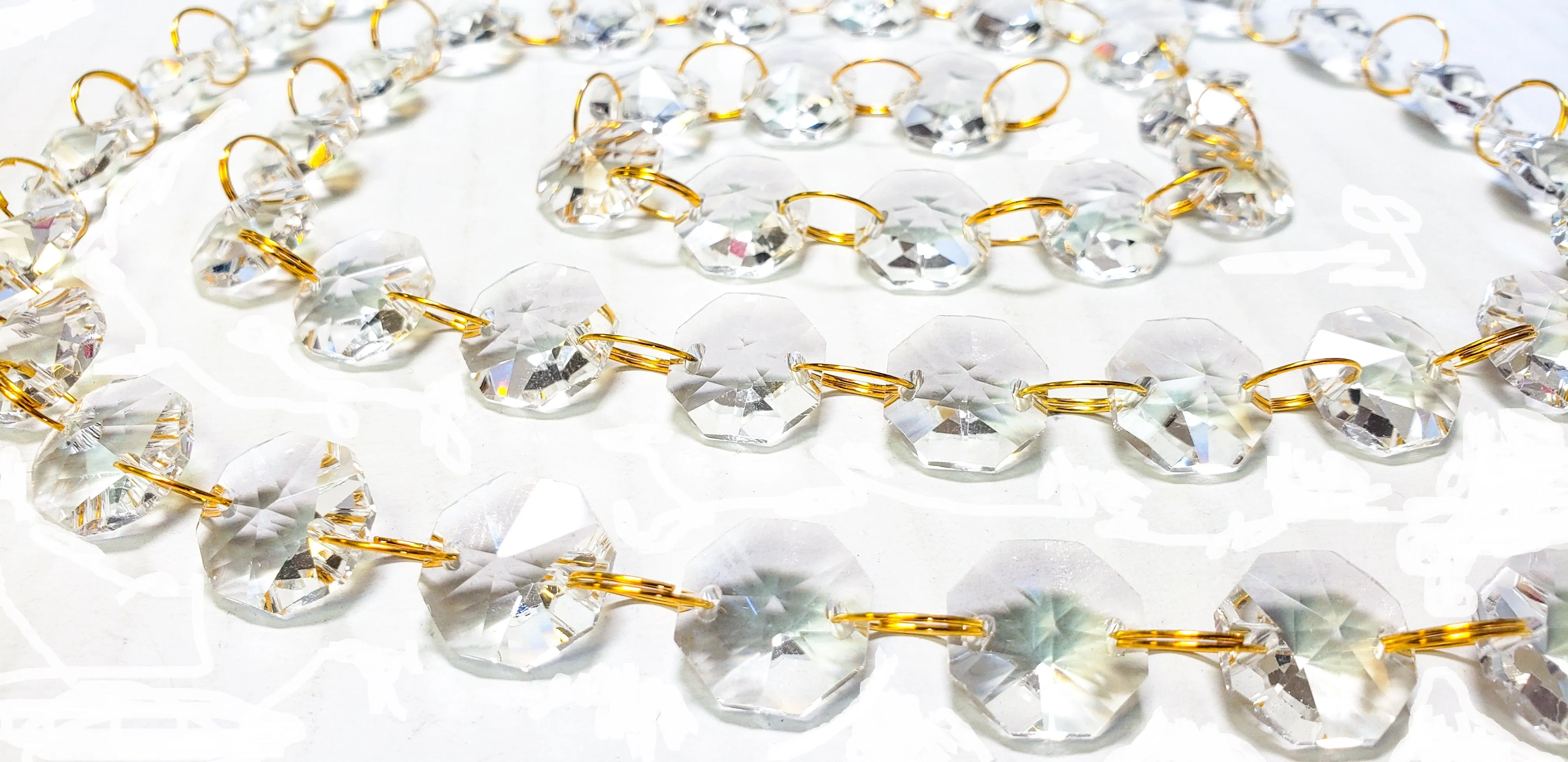 Clear Meter Chandelier Crystals Garland -Ring Connectors