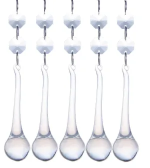Clear Raindrop Chandelier Crystals Ornaments, Pack of 5