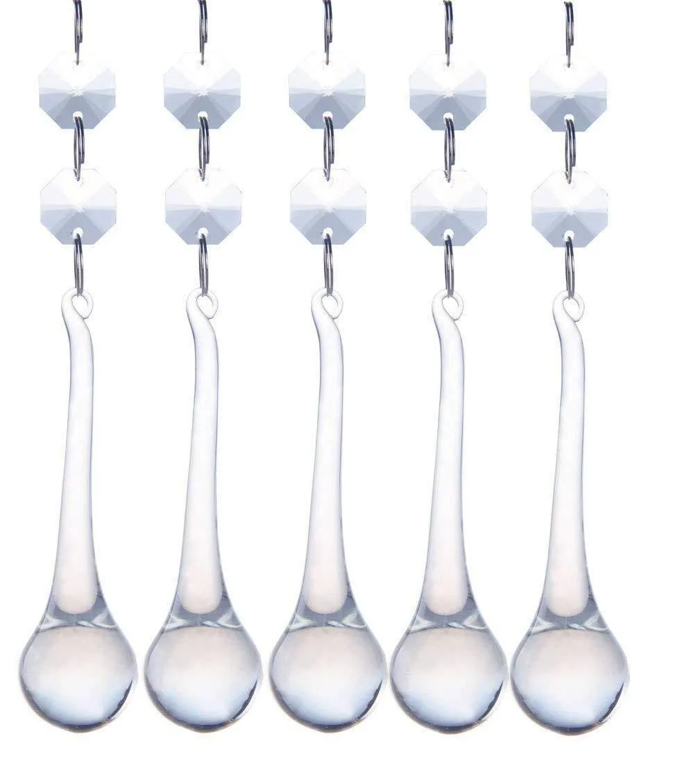Clear Raindrop Chandelier Crystals Ornaments, Pack of 5