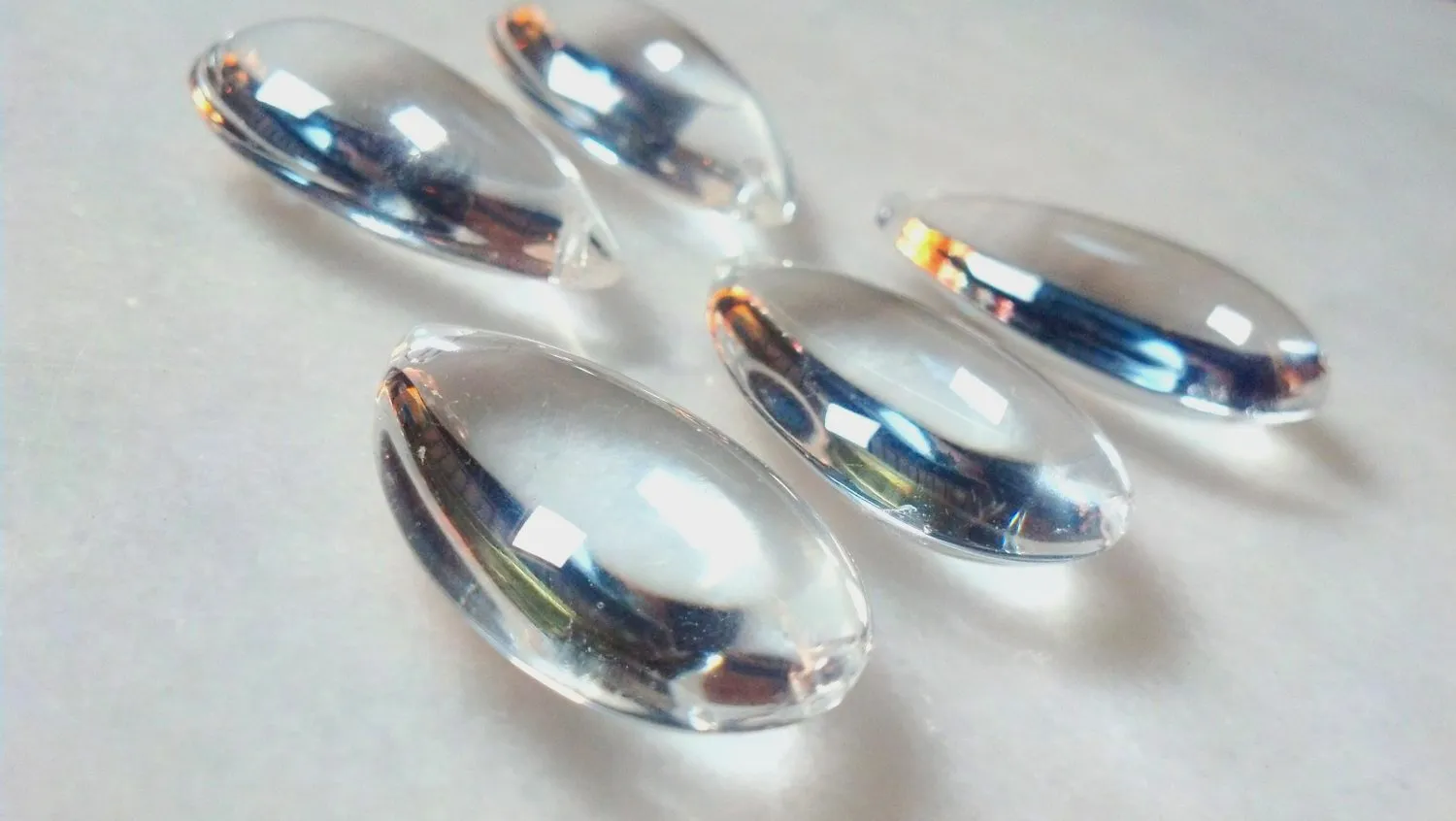 Clear Smooth Teardrop, 38mm Chandelier Crystals, Pack of 5