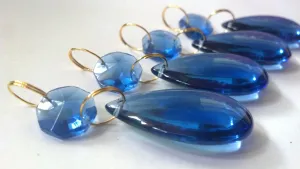 Cobalt Blue Smooth Teardrop, 38mm Chandelier Crystals Ornament, Pack of 5