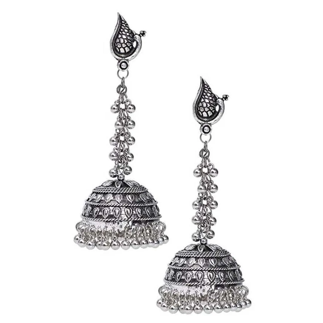 Combo of 2 Chandelier Mirror and Peacock Jhumki