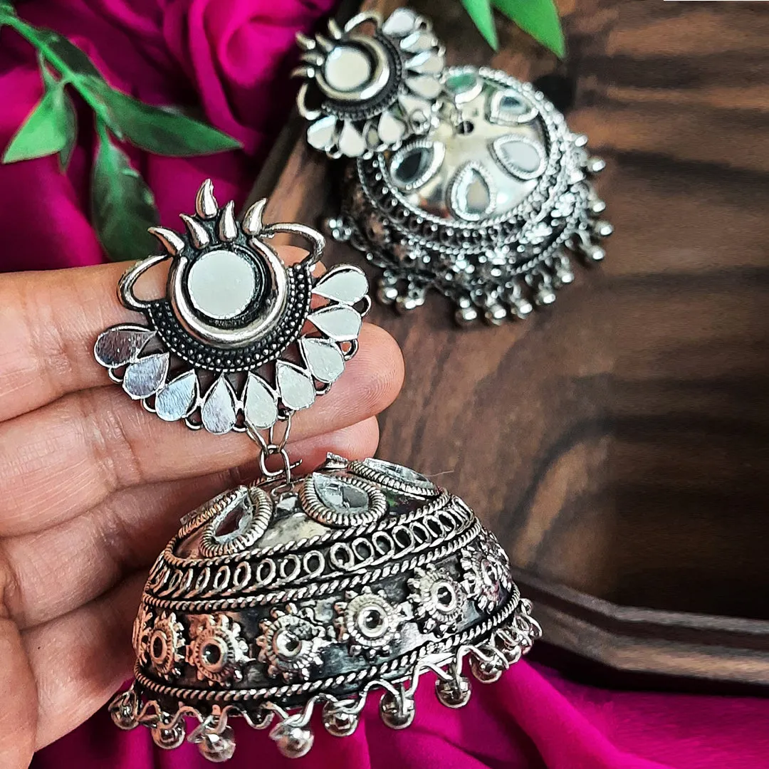 Combo of 2 Chandelier Mirror and Peacock Jhumki