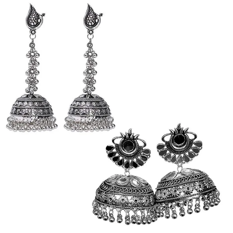 Combo of 2 Chandelier Mirror and Peacock Jhumki