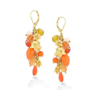 CORAL GOLD FLOWER DROP EARRINGS #205CR3301 (3C1)