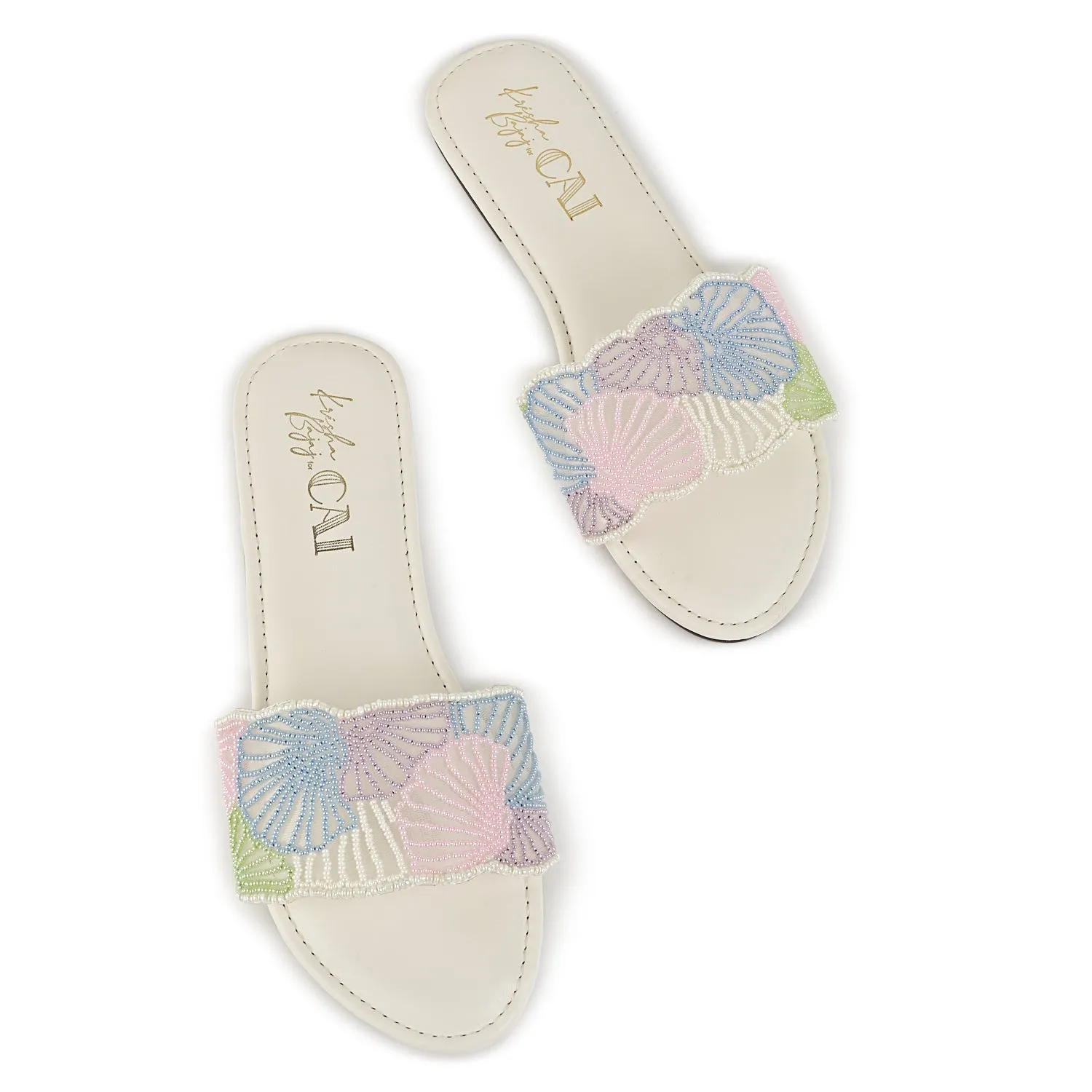 Coral Multi Beaded Flats