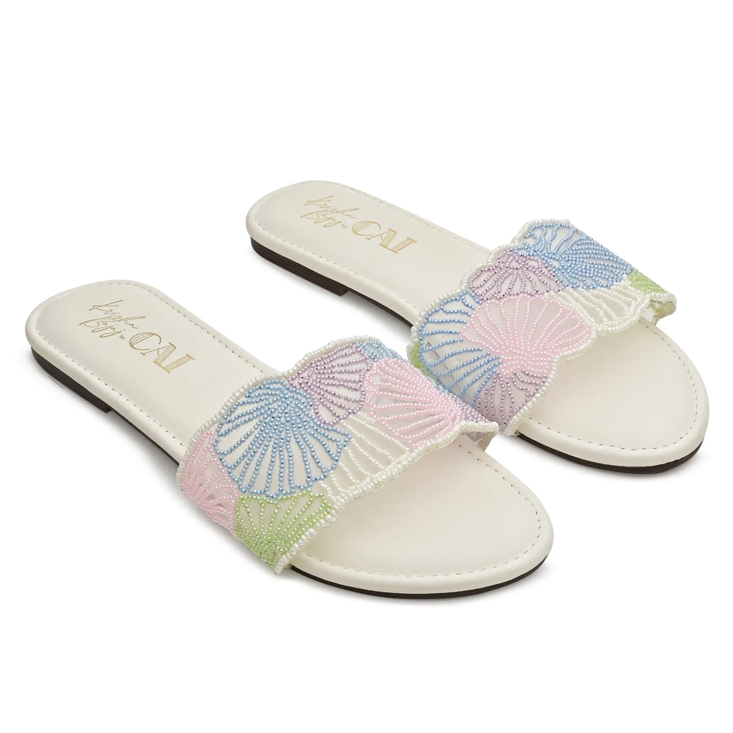 Coral Multi Beaded Flats