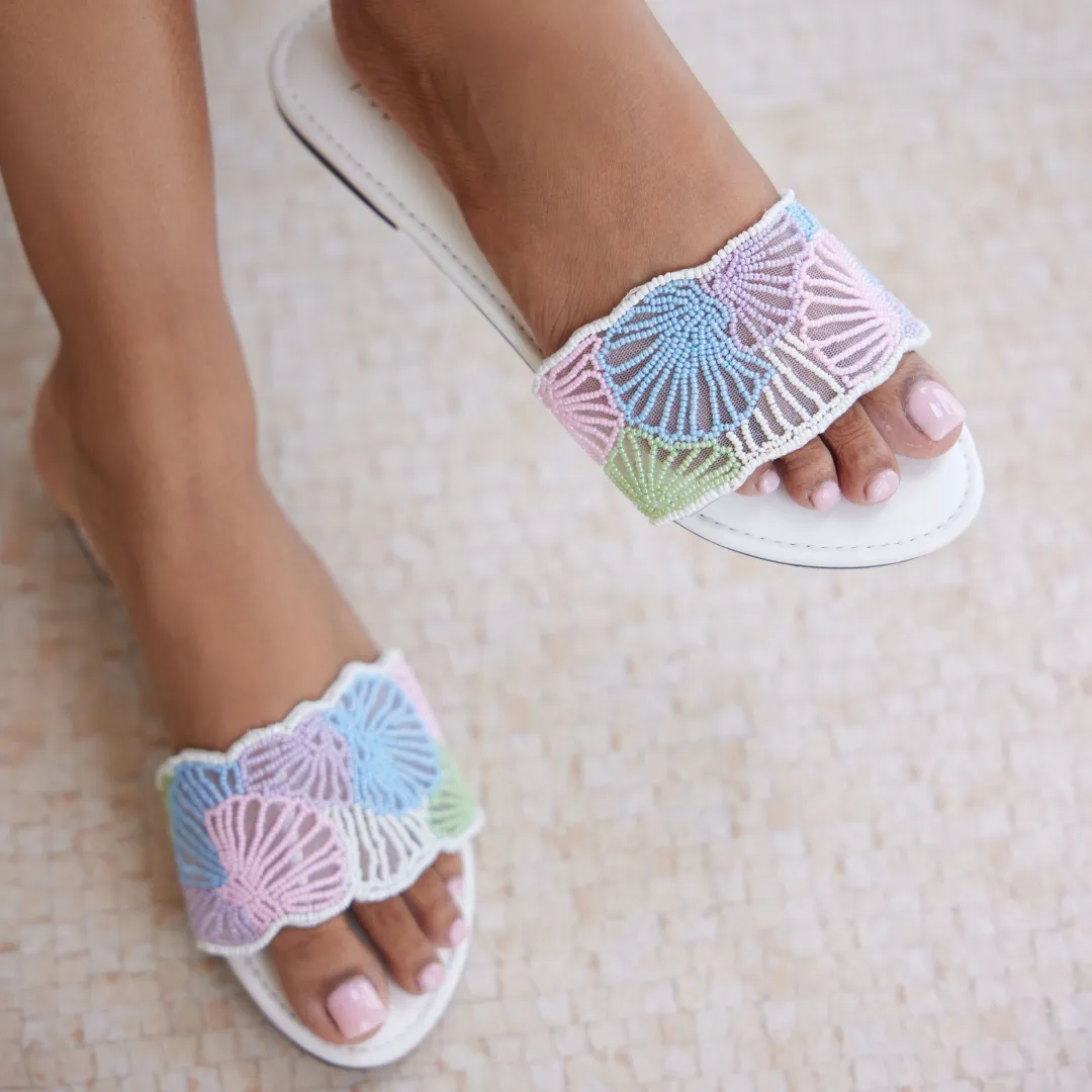 Coral Multi Beaded Flats