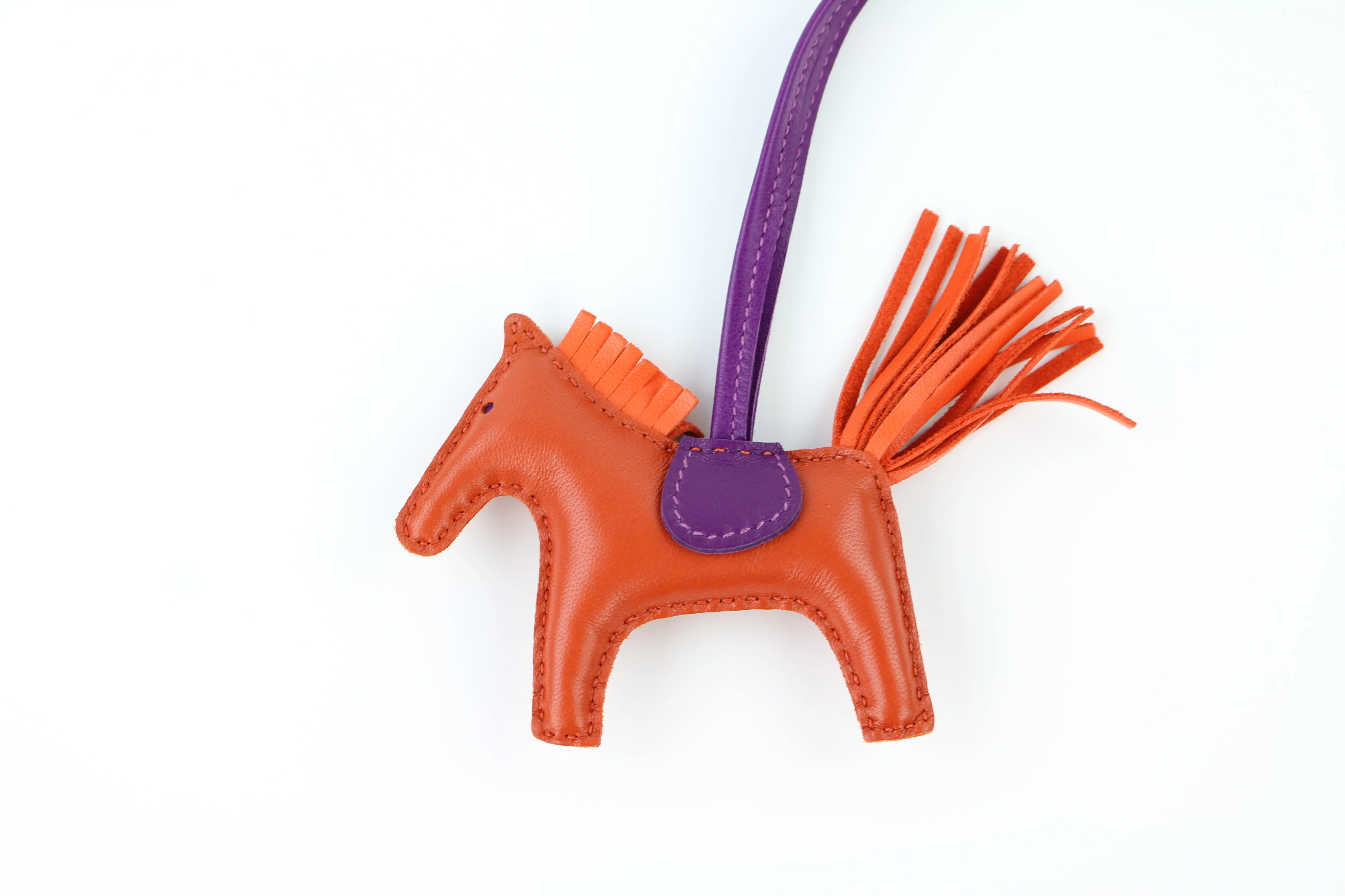 Coraline Orange Poppy/Violet Milo Lambskin Grigri Rodeo PM Charm