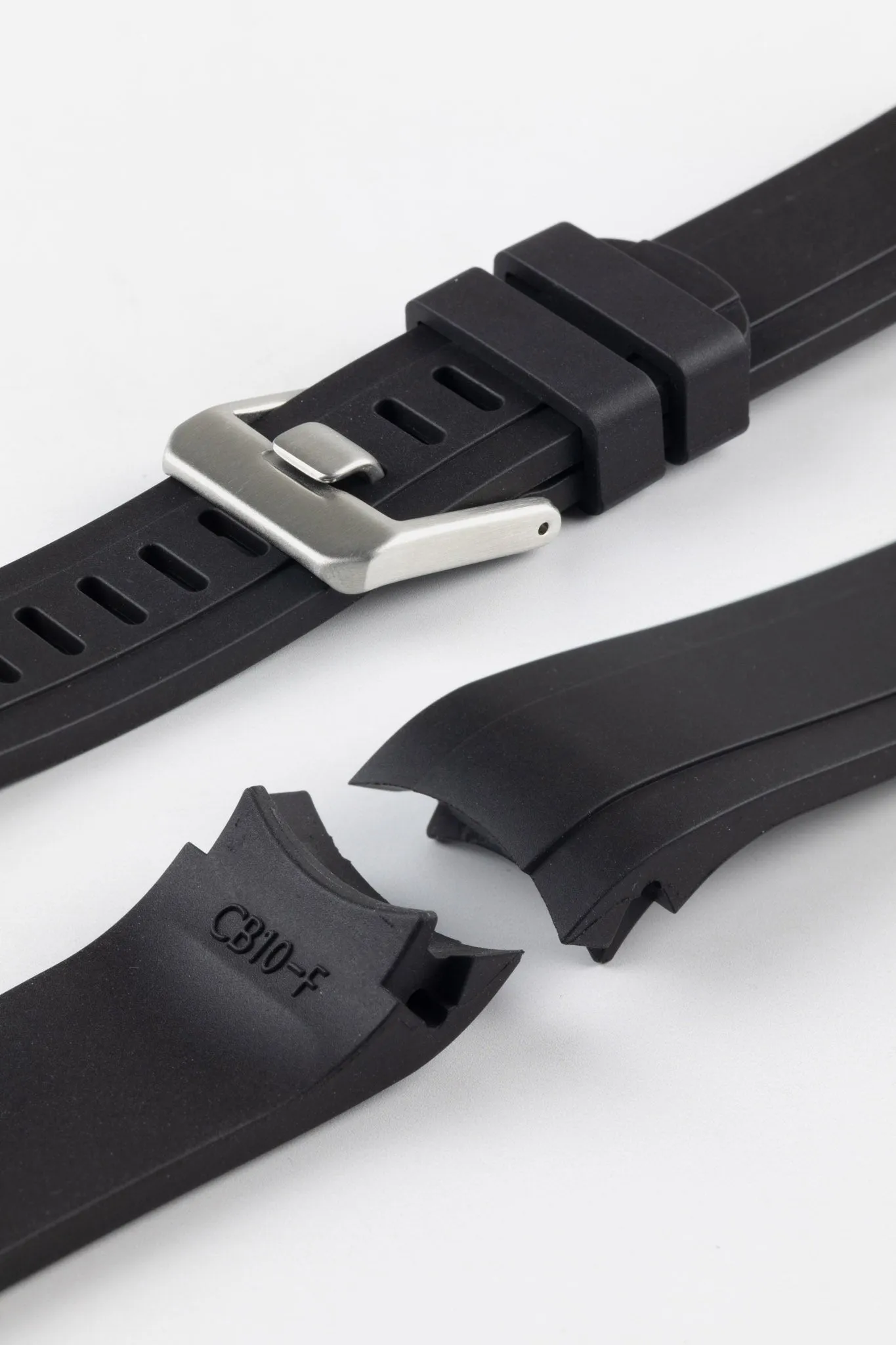 CRAFTER BLUE CB10-F FKM Rubber Watch Strap for Seiko SKX & 5 Sports Series – BLACK with Rubber & Steel Keepers