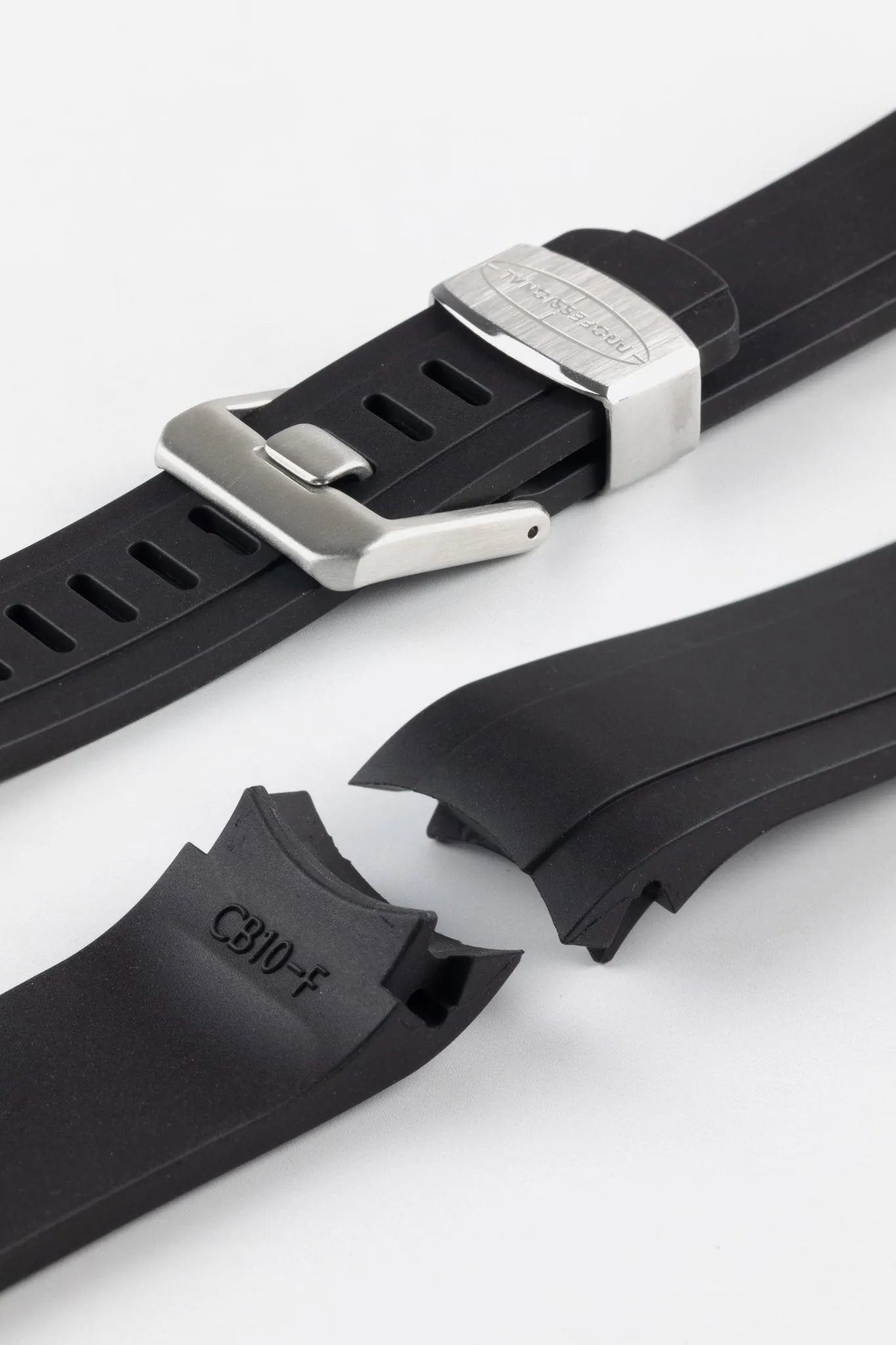 CRAFTER BLUE CB10-F FKM Rubber Watch Strap for Seiko SKX & 5 Sports Series – BLACK with Rubber & Steel Keepers
