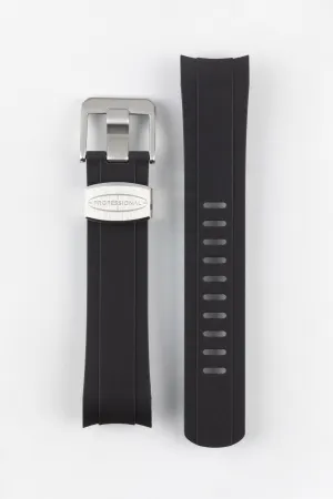 CRAFTER BLUE CB10-F FKM Rubber Watch Strap for Seiko SKX & 5 Sports Series – BLACK with Rubber & Steel Keepers