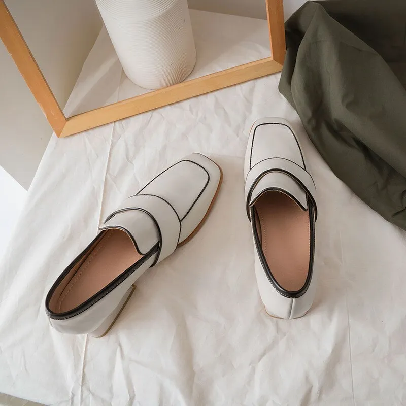 Creamtopmall Square Toe Casual Shoes