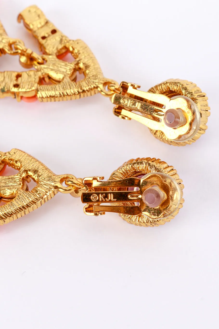 Crystal & Vermillion Cabochon Chandelier Earrings