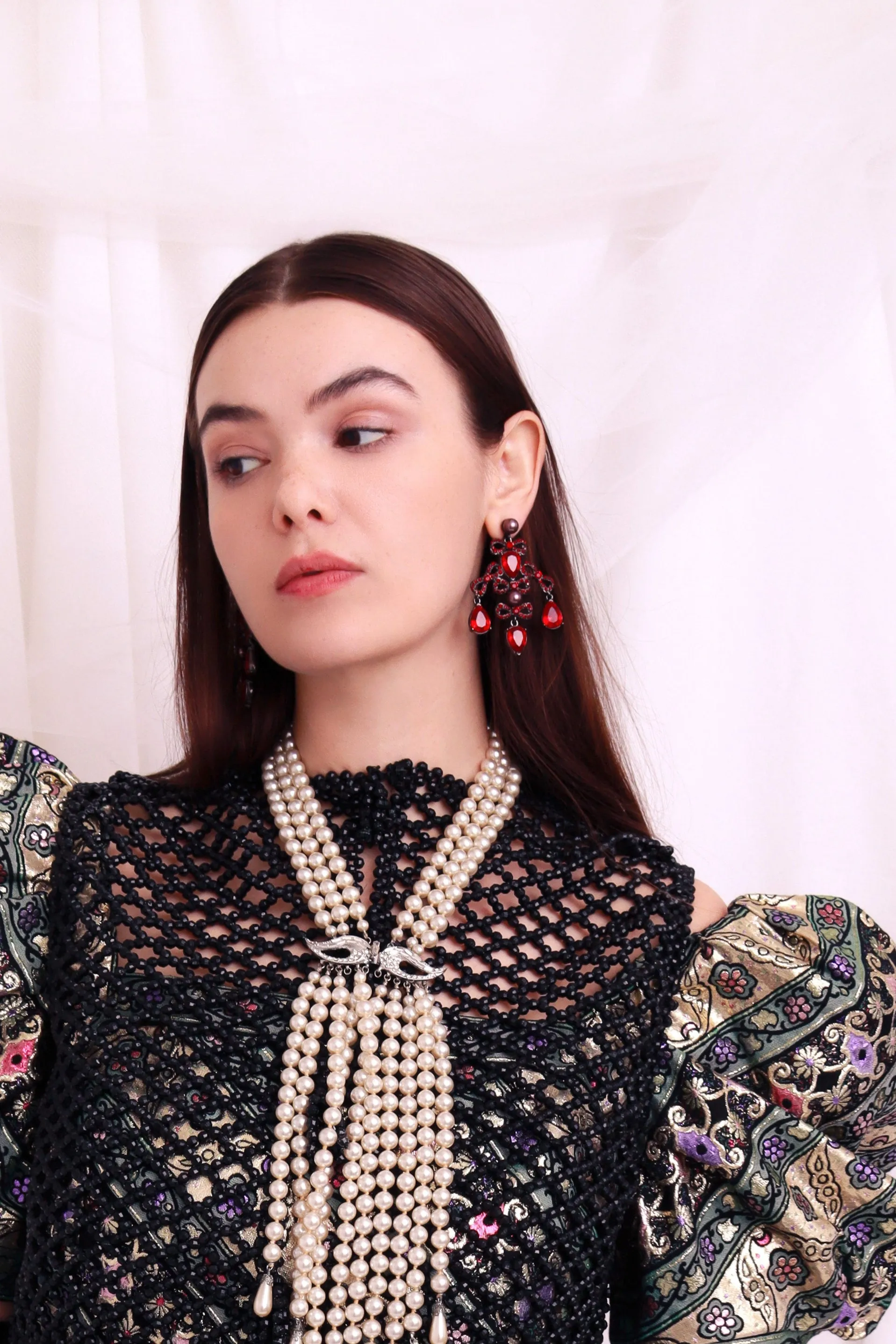 Crystal Bow Chandelier Earrings