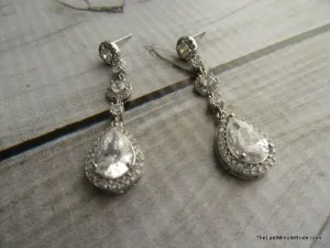 Cubic Zirconia Tear Drop Dangle Earrings