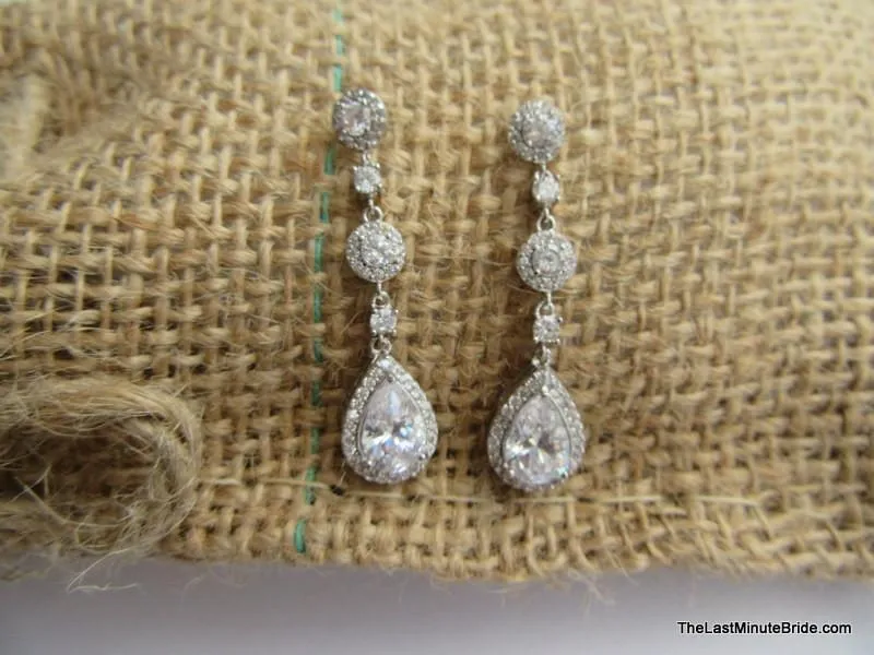 Cubic Zirconia Tear Drop Dangle Earrings