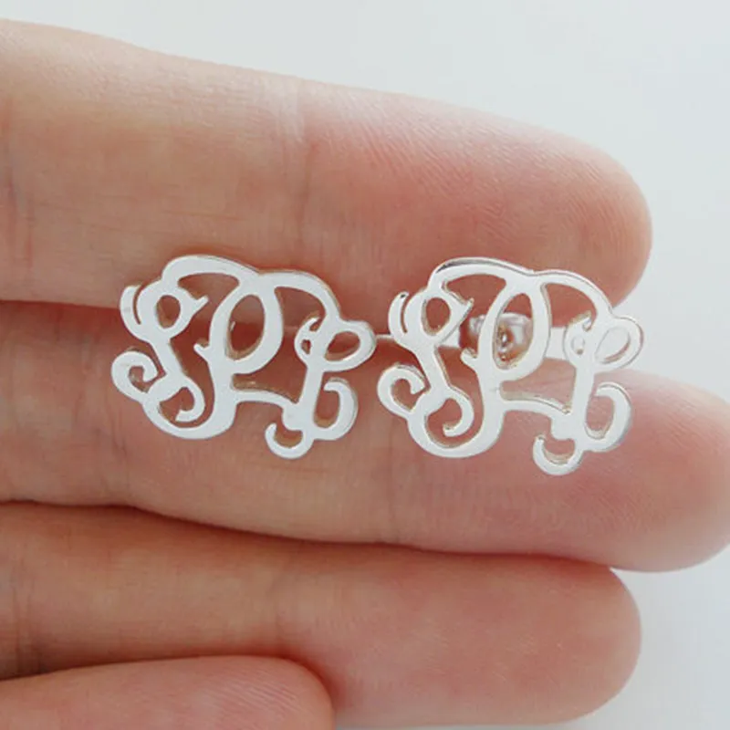 Custom Initial Monogram Stud Earrings