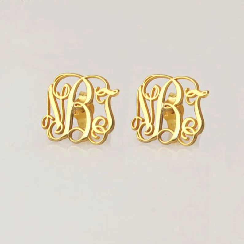 Custom Initial Monogram Stud Earrings