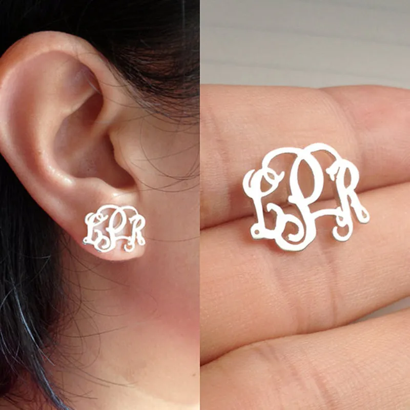 Custom Initial Monogram Stud Earrings
