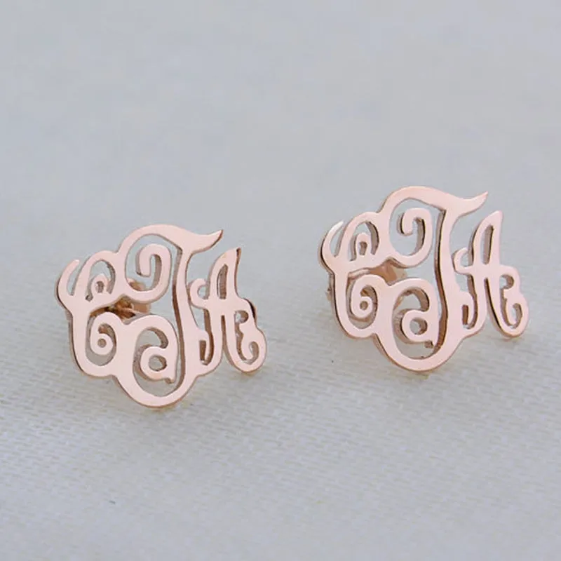 Custom Initial Monogram Stud Earrings