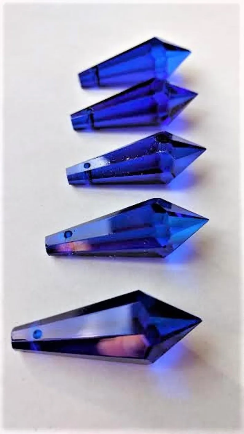 Dark Blue Icicle Chandelier Crystals Pendants Pack of 5