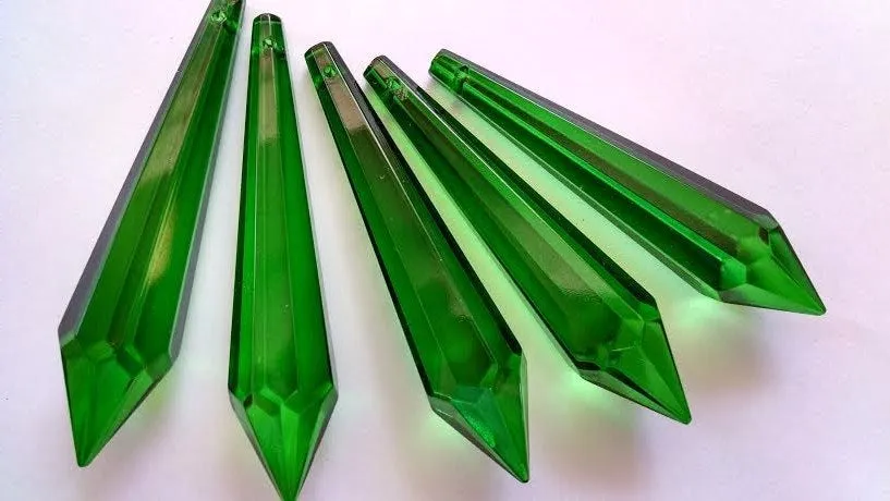 Dark Green Icicle Chandelier Crystals, Pack of 5 Pendants