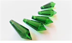 Dark Green Icicle Chandelier Crystals, Pack of 5 Pendants