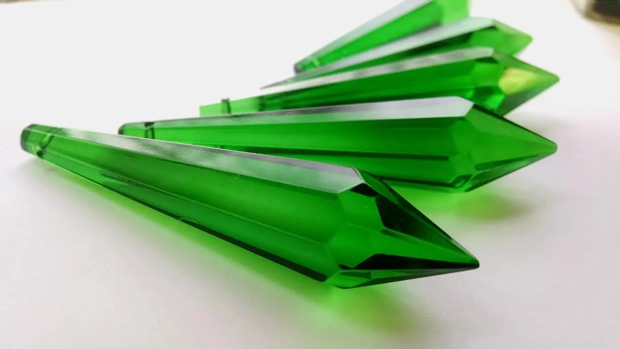 Dark Green Icicle Chandelier Crystals, Pack of 5 Pendants