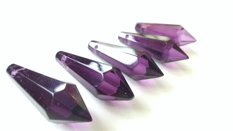 Dark Purple Icicle Chandelier Crystals, Pack of 5 Pendants