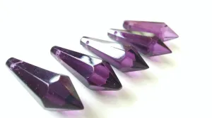 Dark Purple Icicle Chandelier Crystals, Pack of 5 Pendants