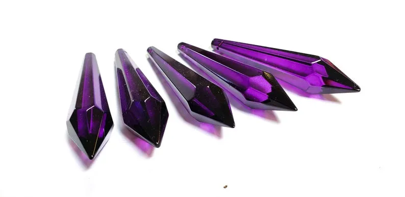 Dark Purple Icicle Chandelier Crystals, Pack of 5 Pendants