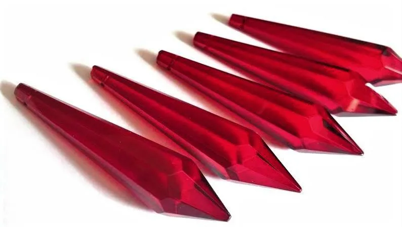 Dark Red Icicle Chandelier Crystals Pendants Pack of 5