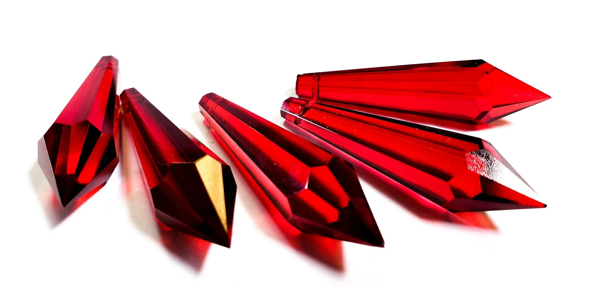 Dark Red Icicle Chandelier Crystals Pendants Pack of 5