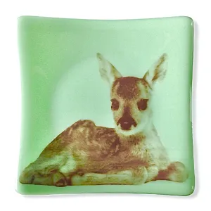 Deer Baby Dish Jadeite Mint Green Glass
