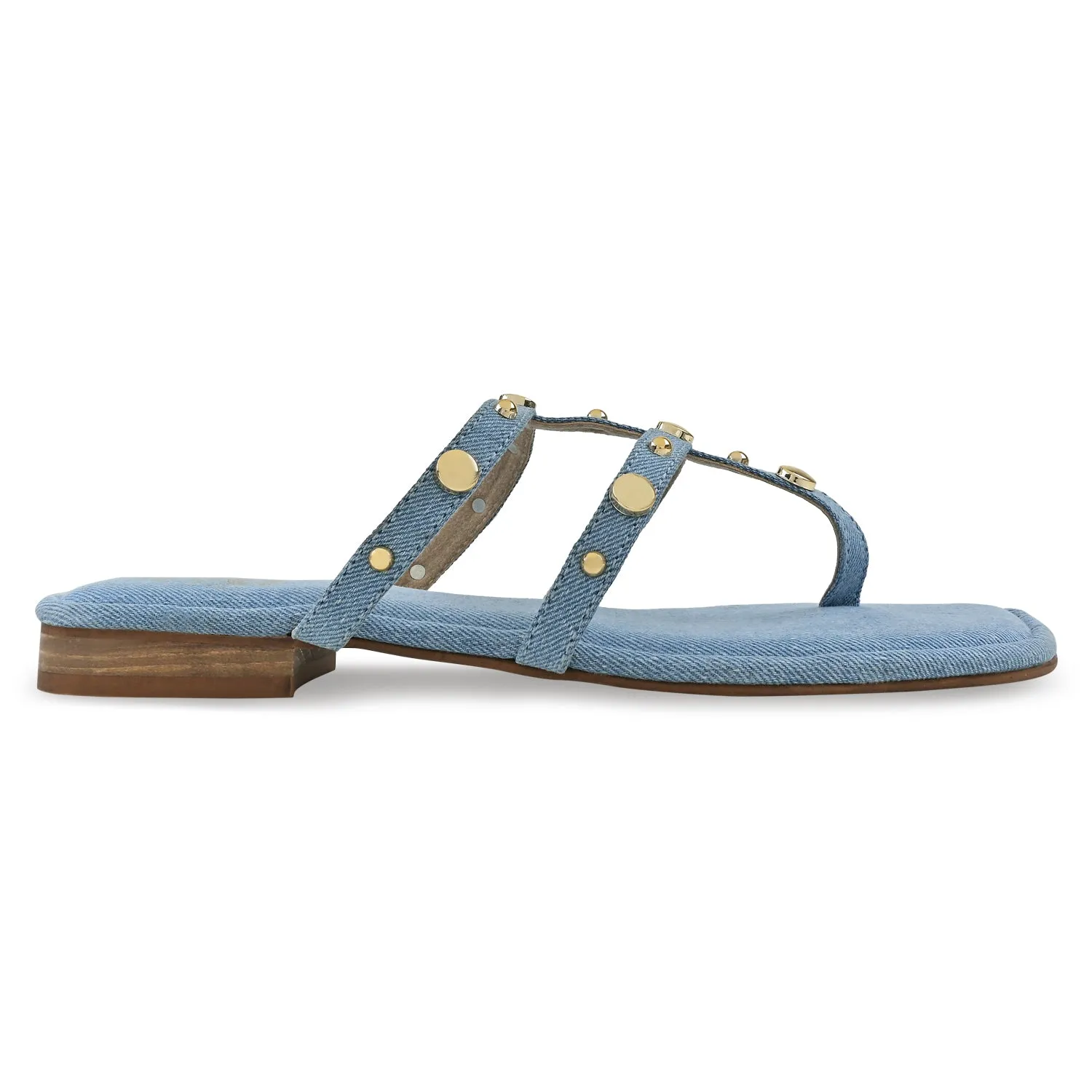 Denim Rivet Flats