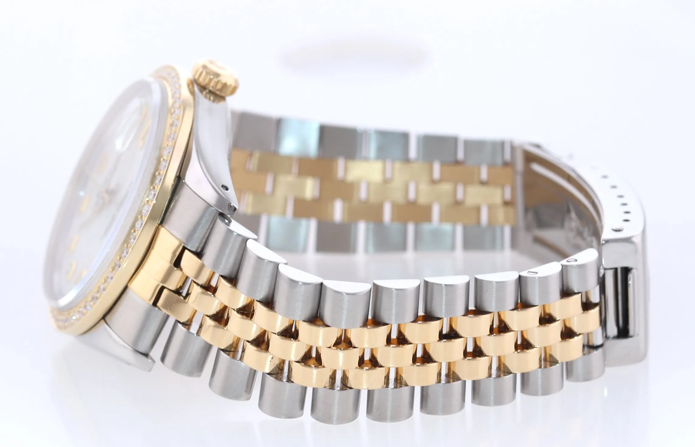 DIAMOND Bezel Rolex DateJust 36mm 16013 MOP Dial Two Tone 18k Gold Watch Box