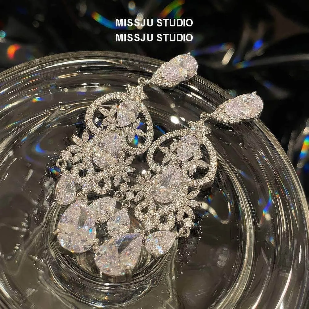Diamond Imitation Crystal Chandelier Teardrop Statement Earrings