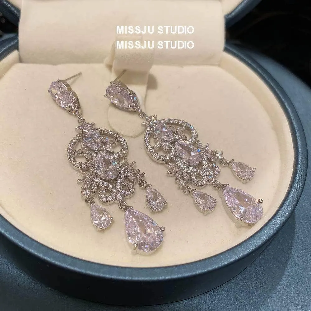 Diamond Imitation Crystal Chandelier Teardrop Statement Earrings