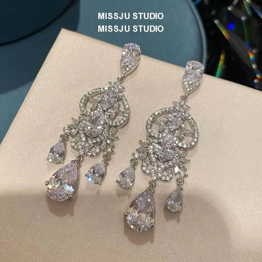 Diamond Imitation Crystal Chandelier Teardrop Statement Earrings